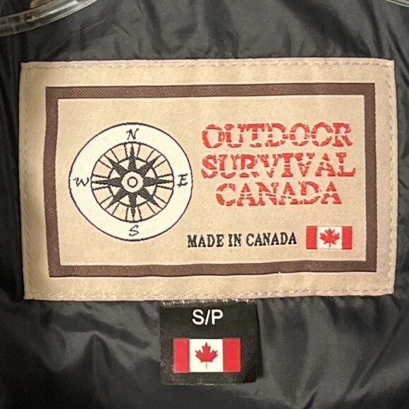 Outdoor Survival Canada Goose Down Black Parka Jacket Women's Small S - Picture 3 of 16